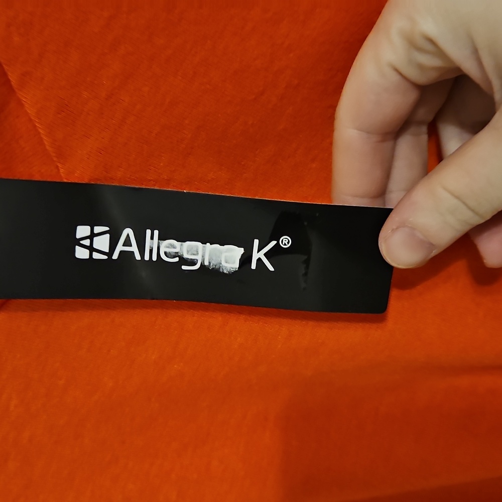 Allegra K Orange V Neck Blouse with Button Detail. NWT - Picture 5 of 7